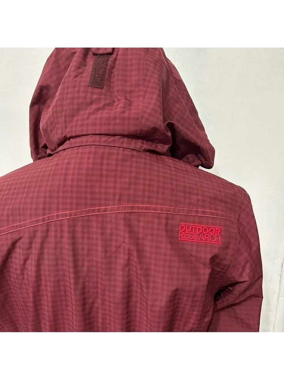Outdoor Research Women’s Trench Raincoat Hood Pockets Nylon SML Burgundy No Belt
